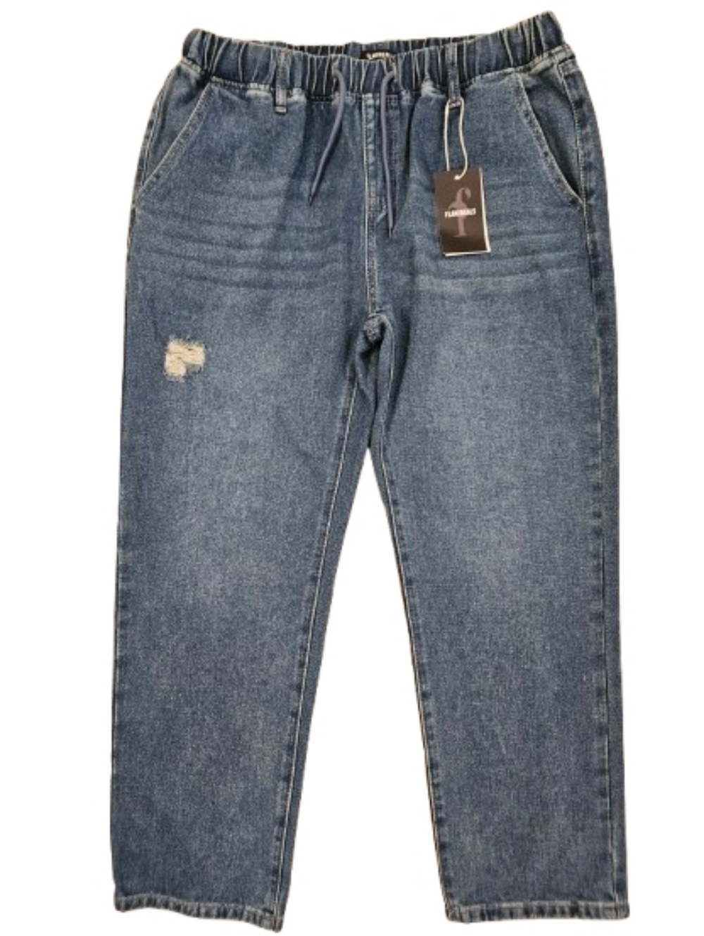 Flamingals Jeans XL Comfy Elastic Waist Denim Cropped Clean Girl Cozy Minimalist